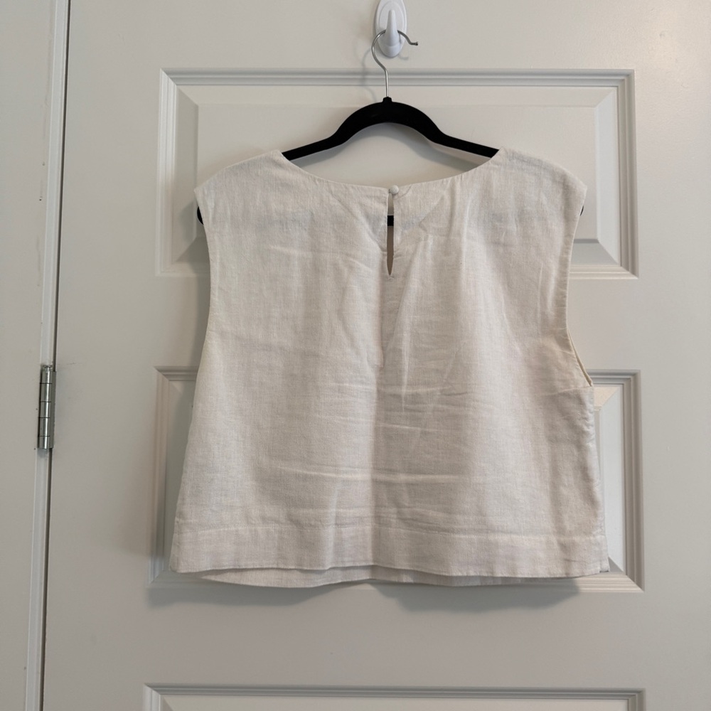 Abercrombie & Fitch White Sleeveless Linen Top - Picture 5 of 6